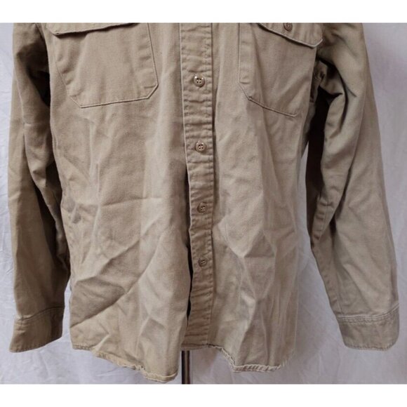 Camco Mens Large Long Tan Heavy Flame Resistance Embroidered Ducks Shirt USA - Picture 4 of 12